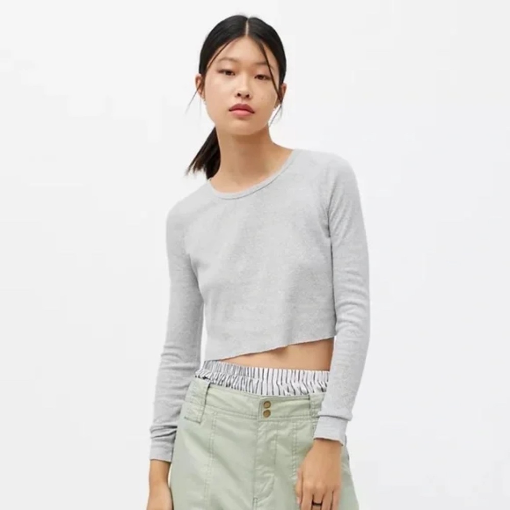 BDG Women's Gray Long Sleeve Crop Top Size Small